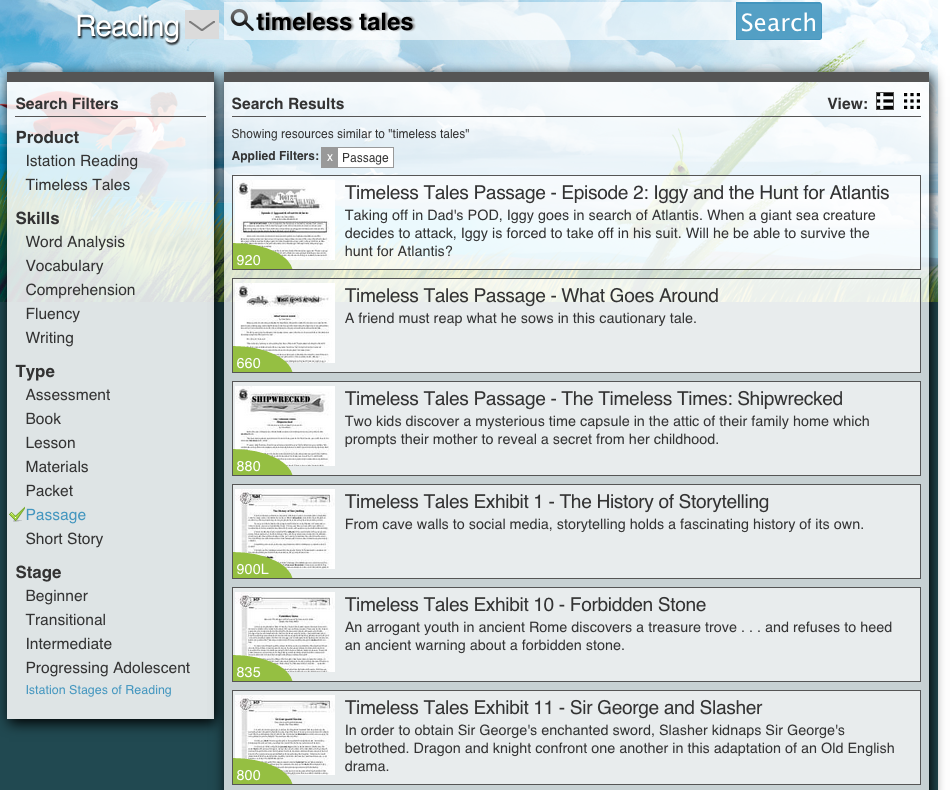 Image of Istation's resources page.
